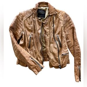 All Saints Tan Leather Jacket